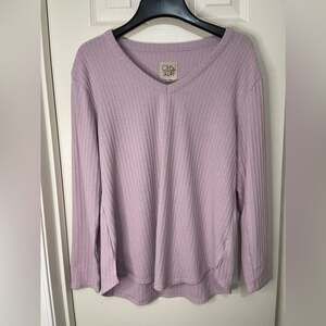 Chaser Large light Purple pinkish Waffle Thermal Knit Long Sleeve Top Large